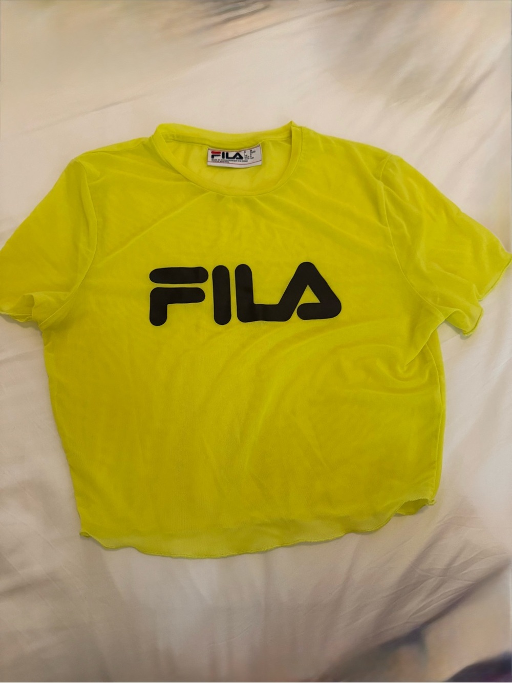 Fila Neon Yellow Mesh Crop Top